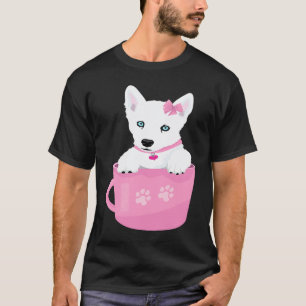 Camiseta doce menina cachorrinha Husky Siberiano branca