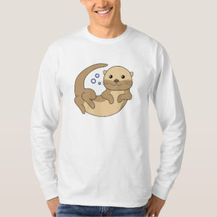 Camiseta Doce Natações De Lontra Na Porta Engraçada De Água