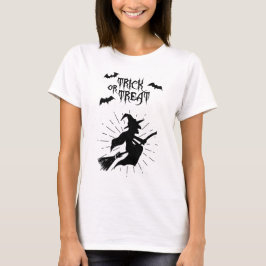 Camiseta doce ou travessura a bruxa voadora