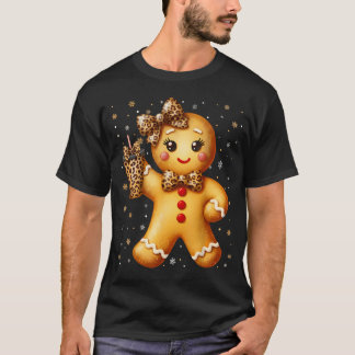 Camiseta Doce Pan de Jengibre Leopardo Coquette Navidad Xma