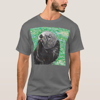 Camiseta Doce Pequena Pintura de Lontra Marinha