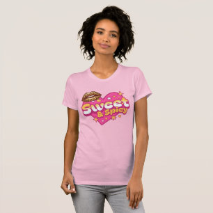Camiseta Doce & Picante Lábios de Leopardo Coração Retro