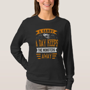 Camiseta Doce Por Dia Mantém Monstros Longe Fantasia de H
