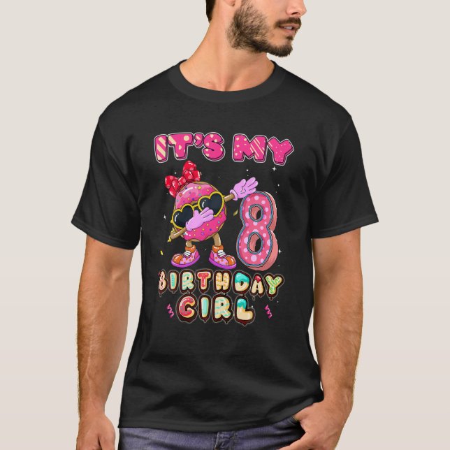 Camiseta Doce Rosquinha Dabbing É meu oitavo aniversário, 8 (Frente)