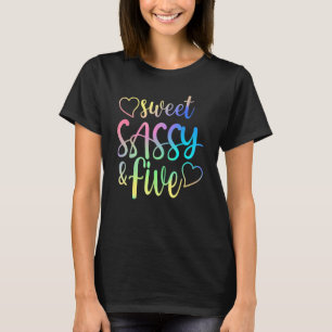 Camiseta Doce Sassy E Garota De Aniversário De Cinco 5