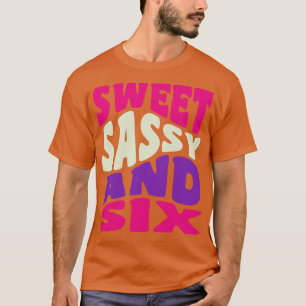 Camiseta Doce Sassy e Seis Meninas 6 Aniversário Seis Anos 