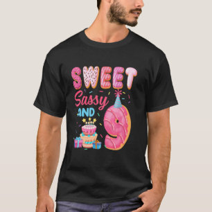 Camiseta Doce Sassy E Tema De Donut De Aniversário De 9 Ano