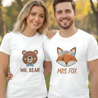 Camiseta Doce Sra. Fox Mulheres Casais Combinados