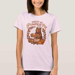 Camiseta Doce Urso de Outono de Torta de Abóbora