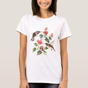 Camiseta Doce Vintage Par Floral Hummingbird