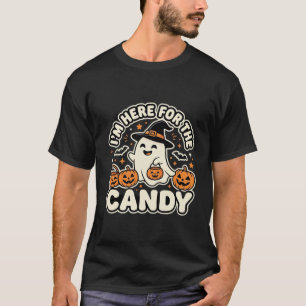 Camiseta Doces de Halloween Fantasma Desenho de Abóbora