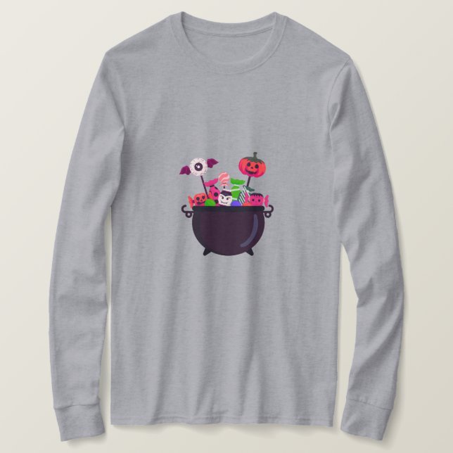 Camiseta Doces de Halloween & Mistura Doce Assustadora (Frente do Design)