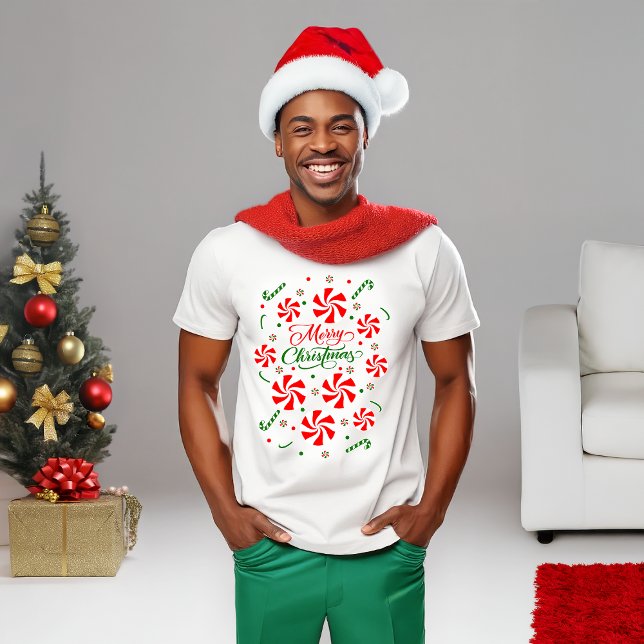 Camiseta Doces de hortelã-pimenta de Natal (Criador carregado)
