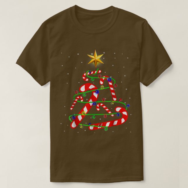 Camiseta Doces de Natal Cane Engraçados Árvores de Natal Do (Frente do Design)