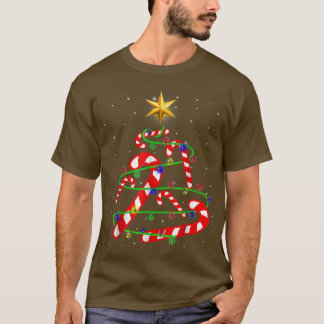 Camiseta Doces de Natal Cane Engraçados Árvores de Natal Do