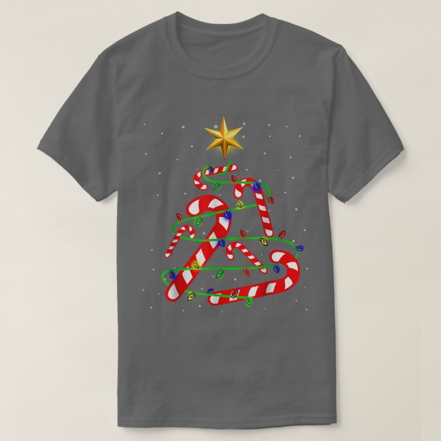Camiseta Doces de Natal Cane Engraçados Árvores de Natal Do (Frente do Design)