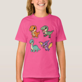 Camiseta Doces Dinossauros de Acampamento Cretáceo Cartoon