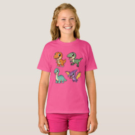 Camiseta Doces Dinossauros de Acampamento Cretáceo Cartoon