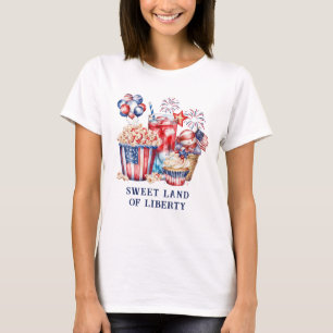 Camiseta Doces e fogos de artifício patrióticos 4 de julho