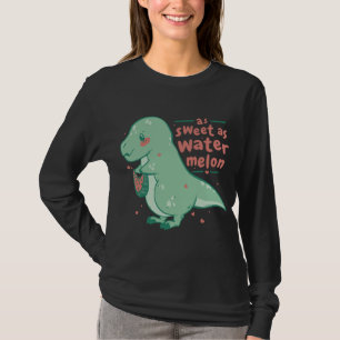 Camiseta Doces Tyrannosaurus Rex Watermelon Cartoon Cute Di