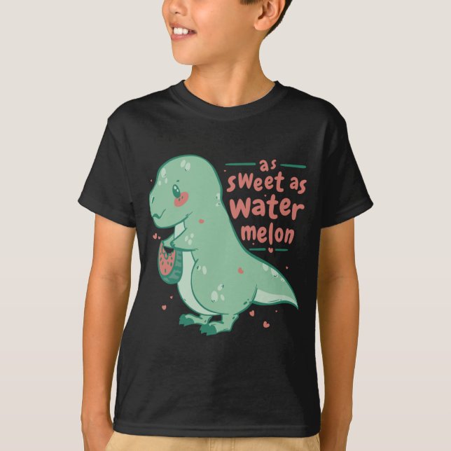 Camiseta Doces Tyrannosaurus Rex Watermelon Cartoon Cute Di (Frente)