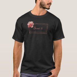 Camiseta Docinho floral 16 rosa e preto