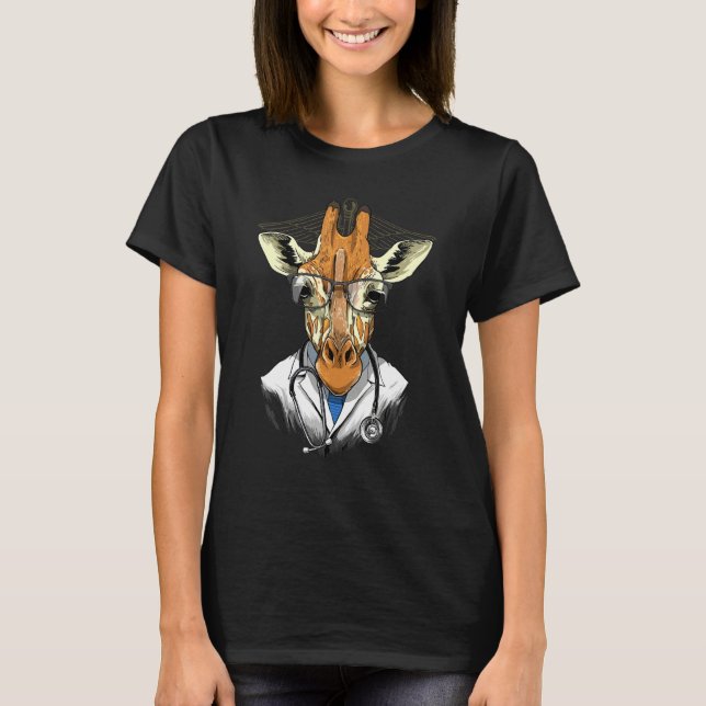 Camiseta Doctor Giraffe Surgeon Physician Dr MD Wild Africa (Frente)