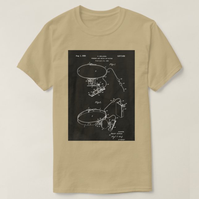 Camiseta Doctors Forehead Lamp 1950 Patent 1 (Frente do Design)