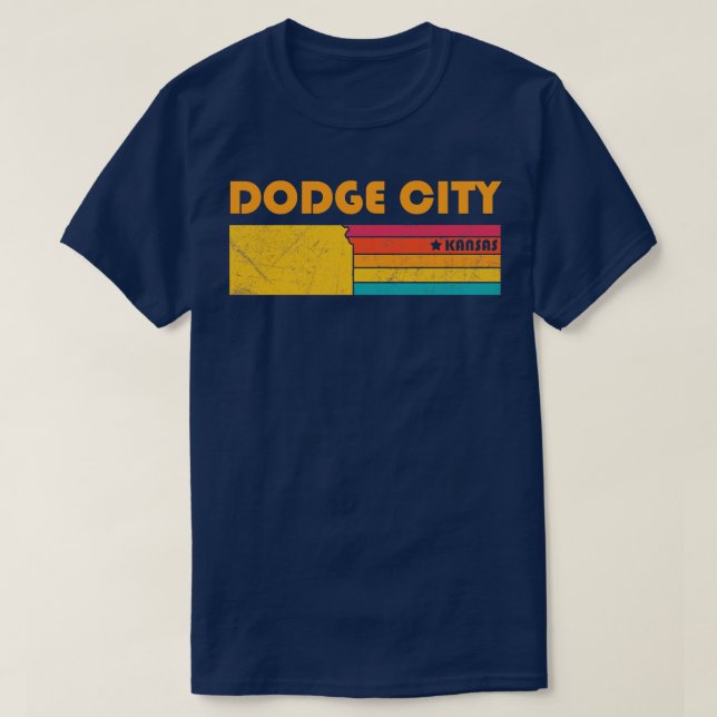 Camiseta Dodge City Kansas Vintage angustiou Souvenir (Frente do Design)