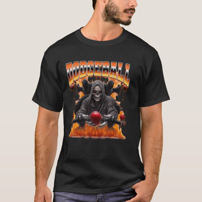 Camiseta Dodgeball Player Grim Reaper 90s Bootleg Style (Frente)
