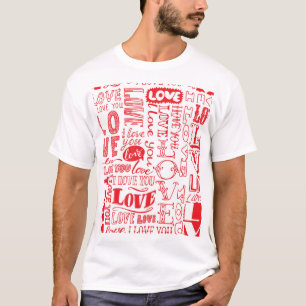 Camiseta Dodles De Amor Desenhados À Mão Em Segundo Plano
