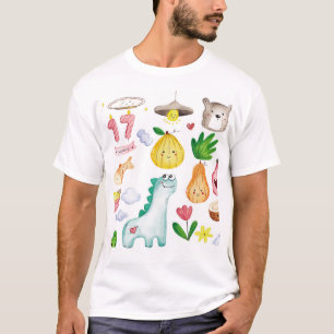 Camiseta Dodles de aquarela Kawaii, pronto para autocolante