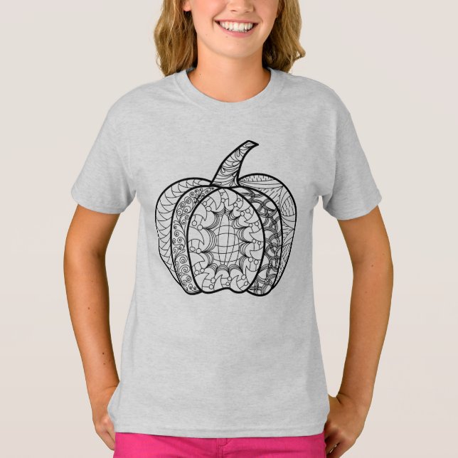 Camiseta Dodles de Halloween bô zentangles abóboras outono (Frente)
