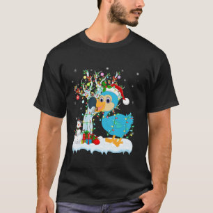 Camiseta Dodo Bird Xmas Lighting Tree Santa Hat Dodo Cristo