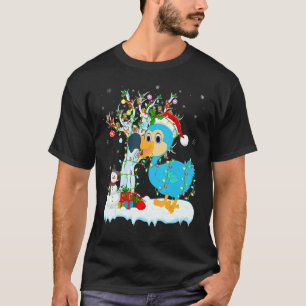 Camiseta Dodo Bird Xmas Tree Lighting Santa Hat Dodo Cristo