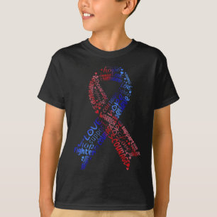 Camiseta Doença Cardíaca Congênito Com Fita Vermelha E Azul