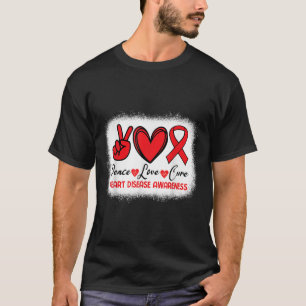 Camiseta Doença Cardíaca Consciência Paz Amor Curto Vermelh