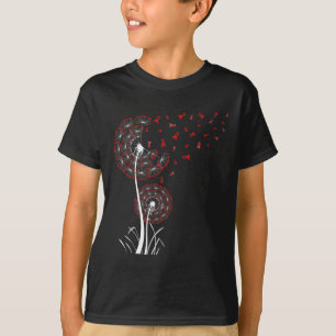 Camiseta Doença Cardíaca Dandelion Red Ribbon Cancer Sanguí