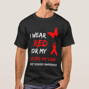 Camiseta Doença Cardíaca Eu Uso Vermelho Para Laço Da Minha