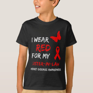 Camiseta Doença Cardíaca Eu Uso Vermelho Para Minha Cunhada