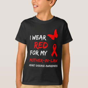 Camiseta Doença Cardíaca Eu Uso Vermelho Por Minha Sogra Fi