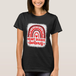 Camiseta Doença cardíaca Sensibilização Coração Mês Arco-Ír