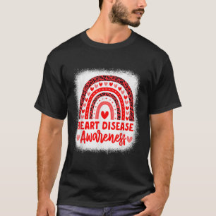 Camiseta Doença cardíaca Sensibilização Coração Mês Arco-Ír