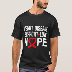 Camiseta Doença Cardíaca Suporte Amor Esperança Fita Vermel