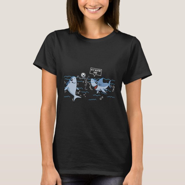 Camiseta Doença Celiaca Gluten Free Shark Gift (Frente)
