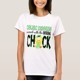 Camiseta Doença celíaca sujada com o pintinho errado