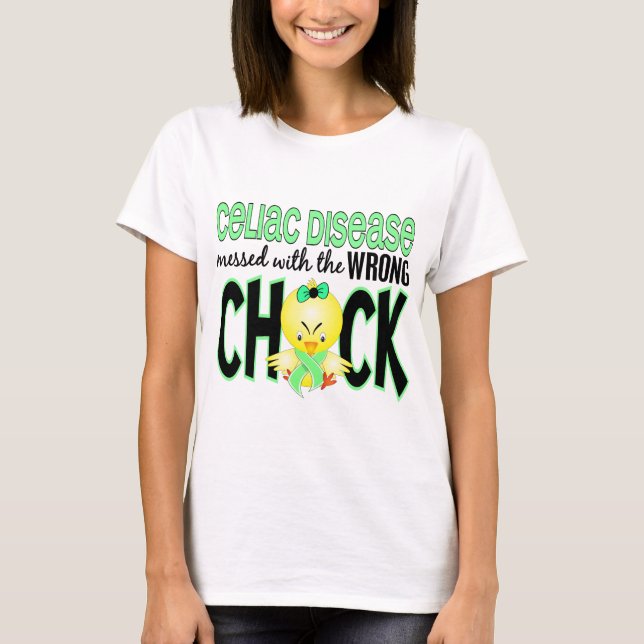 Camiseta Doença celíaca sujada com o pintinho errado (Frente)
