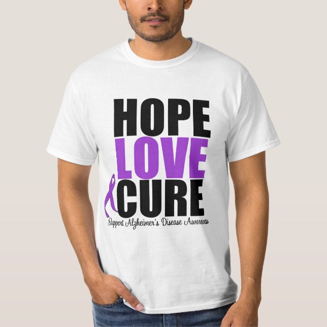 Camiseta Doença de Alzheimer da cura do amor da esperança (Frente)
