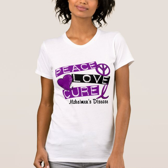 CAMISETA DOENÇA DE ALZHEIMER DA CURA DO AMOR DA PAZ (Frente)