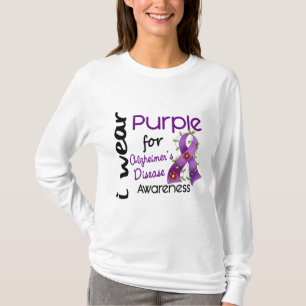 Camiseta Doença de Alzheimers eu visto o roxo para a